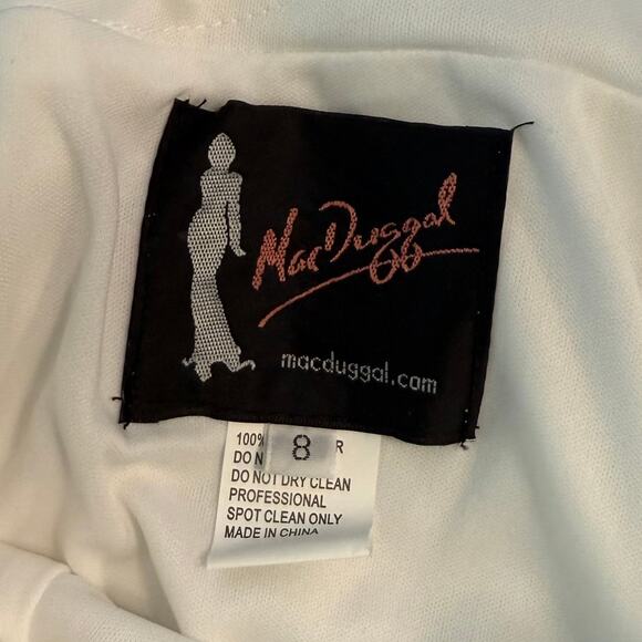 Mac Duggal Women’s 12336CL V Neck Jersey Bridal Dress Train Slit White Size 8 - Picture 5 of 8